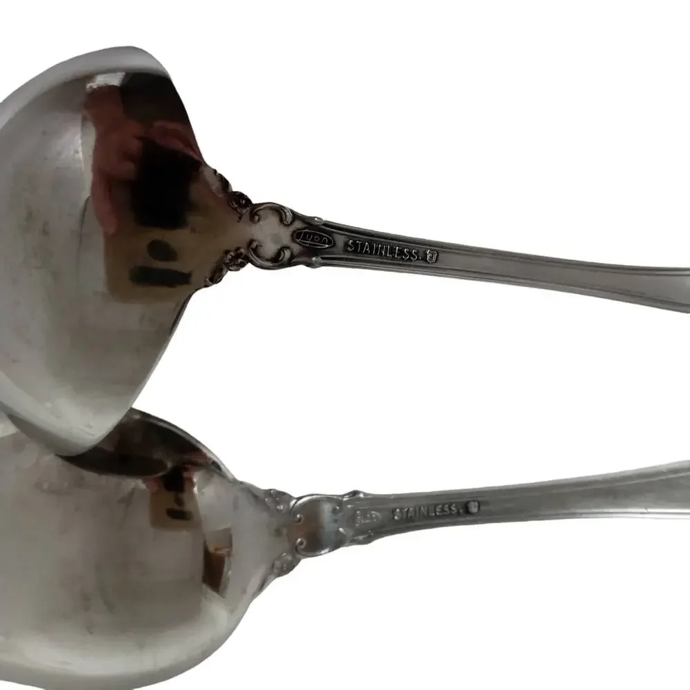 Vintage Lyons Queen Fancy Serving Spoon and Gravy Ladle Stainless Steele 1970s
